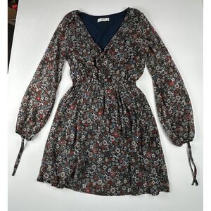 Abercrombie & Fitch Women's Navy Floral Print Long Sleeve Dress Size S
